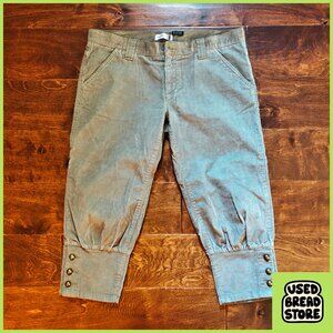 Vintage Bershka Low Rise Cuff Capris Khaki UK12 US10 Old Money Preppy Y2K